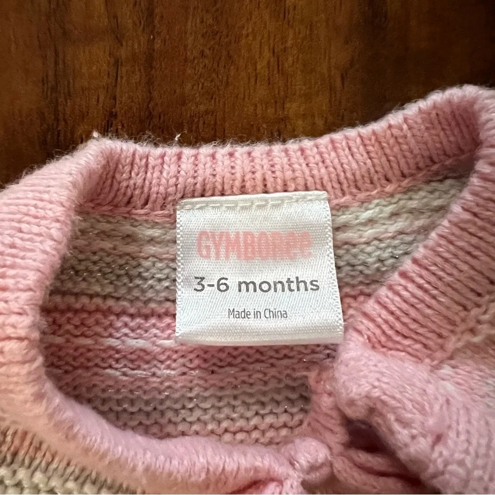 Gymboree Pink Striped Baby Cardigan Sweater size 3-6 months